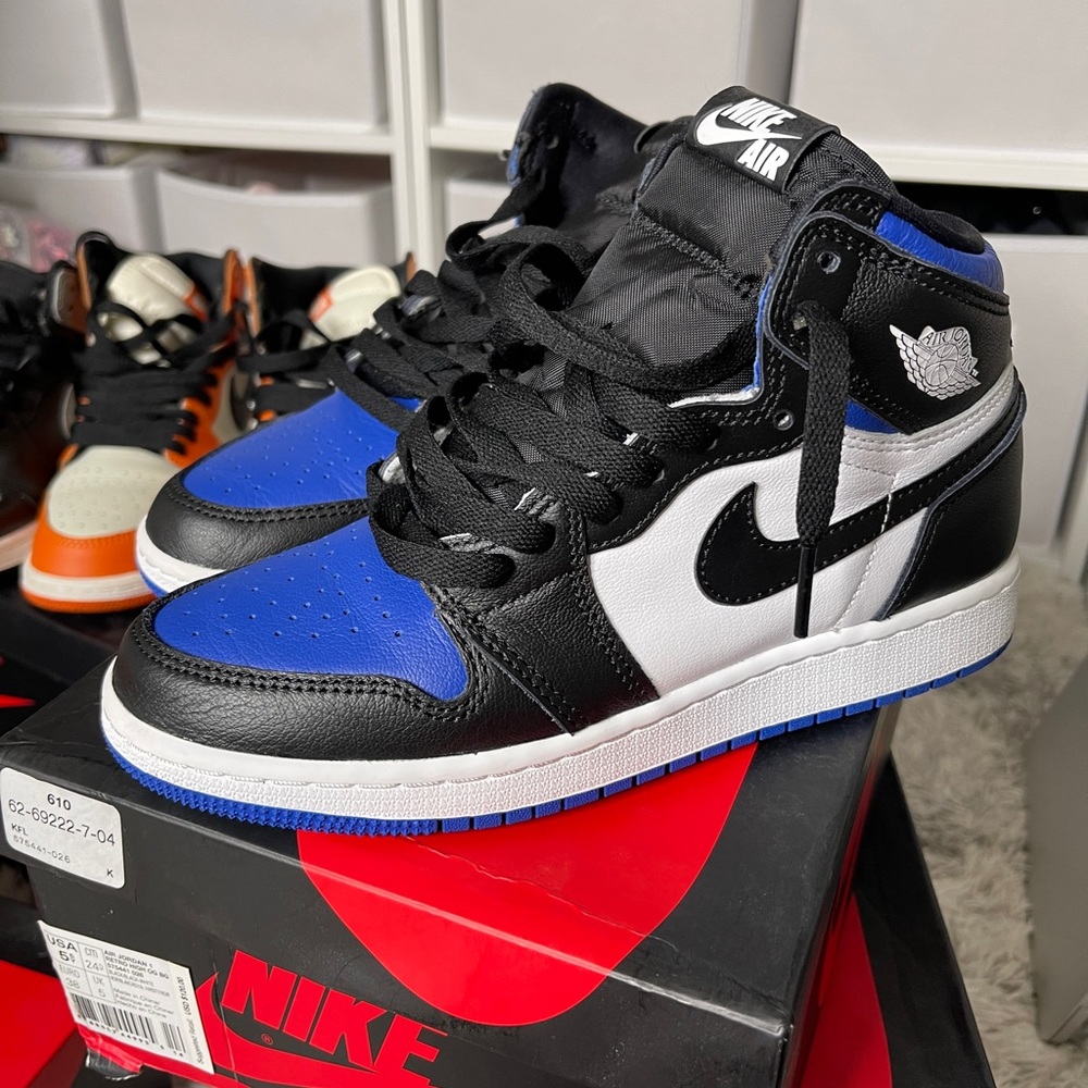 Air Jordan 1s Sneakers - Black, Blue, White GS 5Y